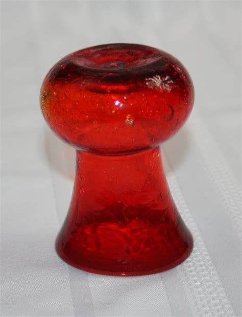 vintage red crackle glass miniature vase knick knack collectible art