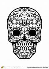 Skull Sugar Coloring Coloriage Mandala Et Tattoo Mexican Skulls Mexicain Squelette Dessin Tattoos Crâne Sucre Calavera Pages Hugolescargot Imprimer Crane sketch template