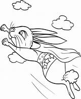 Coloring Bunny Super Rabbit Easter Pages Kids Printable Flying sketch template