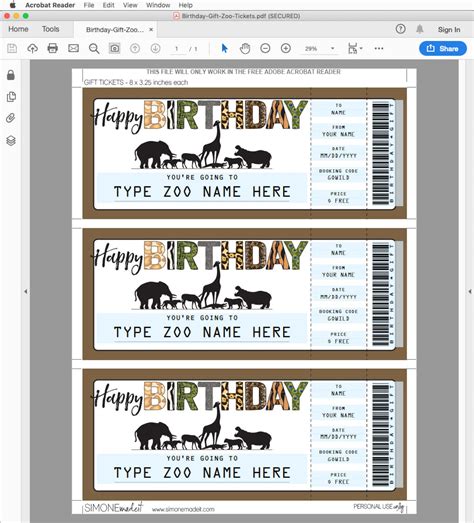 zoo ticket template