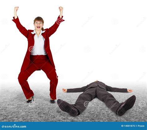 man beaten woman exults outcome  dispute stock image image