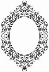Mirror Coloring Clipart Template Frame Tattoo Frames Oval Borders Pages Digital Stencil Spiegel Outline Templates Colouring Tattoos Stamps Bird April sketch template