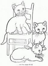Coloring Cat Kittens Pages Three Little Cats Printable Drawing Book Kitten Clipart Adult Kids Colouring Sheets Mittens Books Embroidery Print sketch template