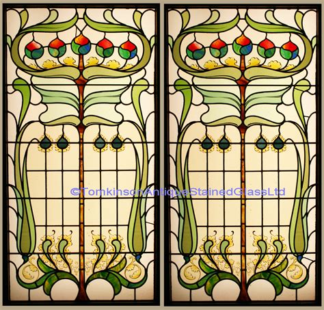 ref ed  edwardian stained glass windows art nouveau tomkinson stained glass