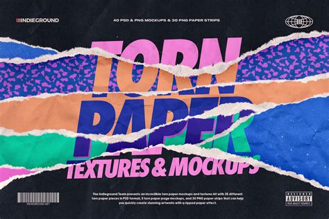 torn paper textures mockups kit psd ripped paper effect