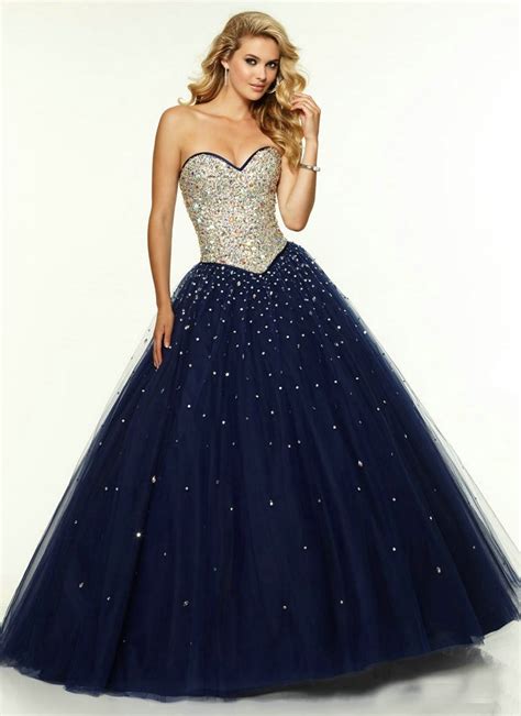 long navy blue prom dress tulle 2017 long corset a line formal dresses