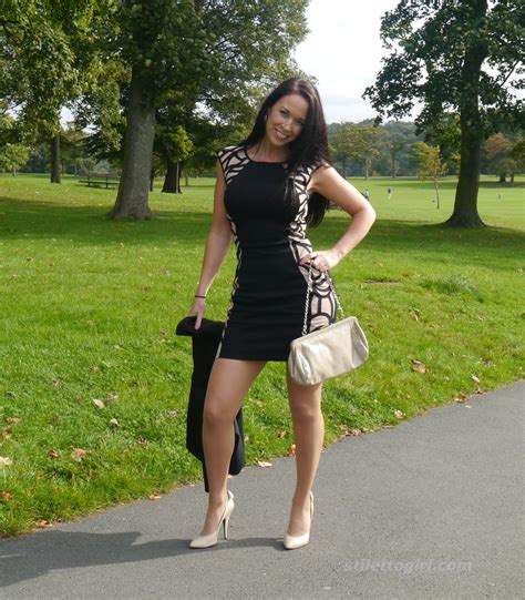A Tight Black Dress And Creamy High Stiletto Heels Gets