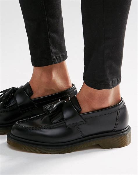 dr martens adrian black leather tassel loafer flat shoes dr martens dr martens loafers dr
