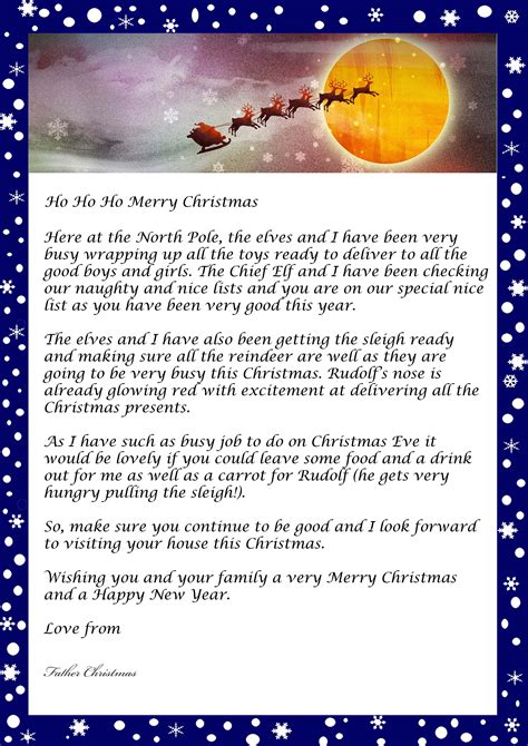 printable template   letter  father christmas