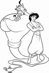 Coloring Genie Pages Popular Aladdin sketch template