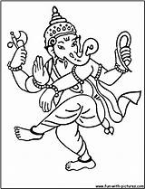 Coloring Pages Hindu Dancing Ganesha Colouring Printable Kids sketch template