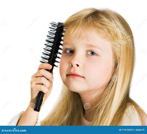 girl combing  hair royalty  stock images image