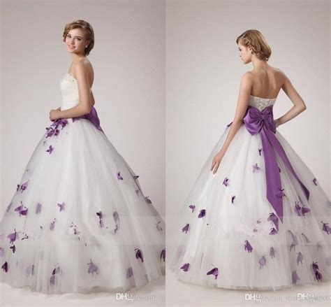 wedding dresses  purple accents   wedding dresses   white wedding dresses