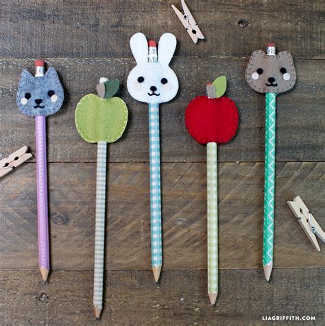 kids felt pencil toppers lia griffith