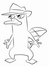Phineas Platypus Ferb Pages Schnabeltier Character Hugs sketch template
