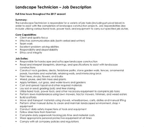 landscaping job description templates    premium