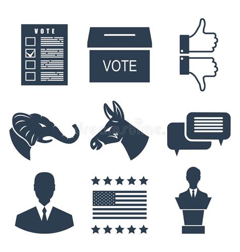 elections campaign  voting set signs symbols vote  usa editorial image illustration