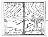 Window Coloring Dibujo Coloringcrew Sunset sketch template