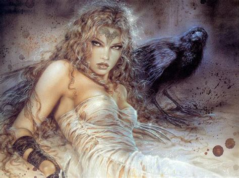 2019 Luis Royo Fantasy Art Women And Crow Oil Painting
