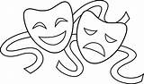Masks Happy Sad Clipart Drama Cartoon Library Draw Performance sketch template