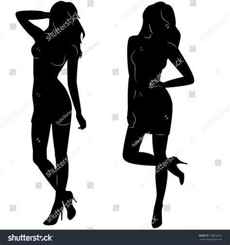 Sexy Woman Silhouettes Short Dresses Stock Vector