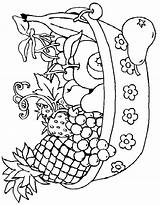 Fruit Basket Coloring Pages Vegetable Vegetables Fruits Drawing Print Getdrawings Comments sketch template
