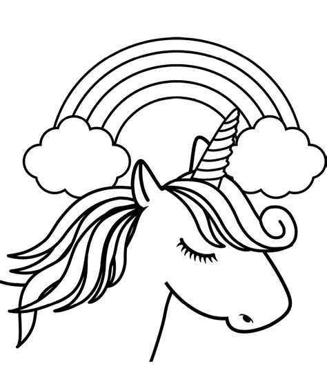 coloring pages unicorn head  front  rainbow coloring page