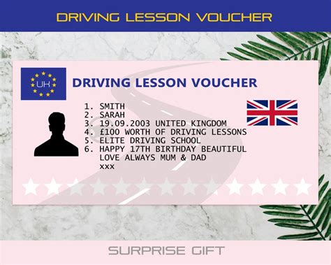 voucher template driving lesson voucher driving gift  etsy uk
