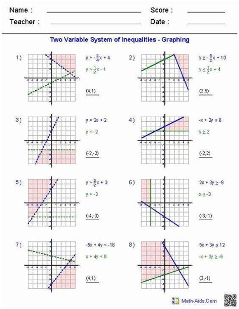 solving linear inequalities worksheet unique solving systems