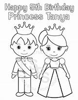 Prince Princess Coloring Pages Printable Drawing Little Party Tea Kids Drawings Knight Birthday Cinderella Easy Caspian Boston Clipart Personalized Color sketch template