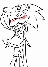 Sonic Coloring Amy Pages Kissing Template sketch template