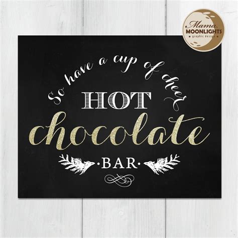 instant  hot chocolate bar sign  printable etsy