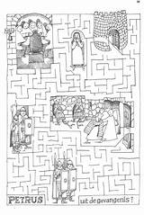 Petrus Doolhof Gevangenis Bijbel Kleurplaten Zondagschool Godsdienst Activities sketch template