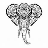 Elefante Zentangle Elefant Olifant Kleurplaten Kleurplaat Kopf Totem Indio Mehndi Volwassenen sketch template