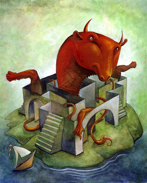 Minotaur In The Labyrinth Painting By Steve Morrison