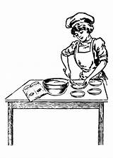Chef Coloring Baker Female Clipart Clip Cooking Cookout Woman Vector Bakery Personal Large Edupics sketch template