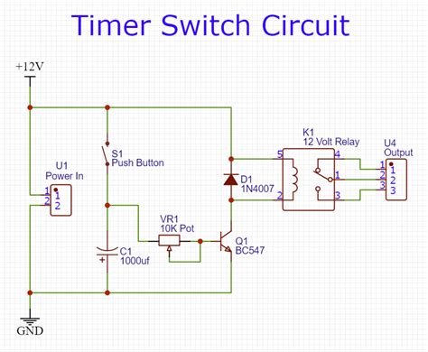 relay based timer switch circuit  bc transistor