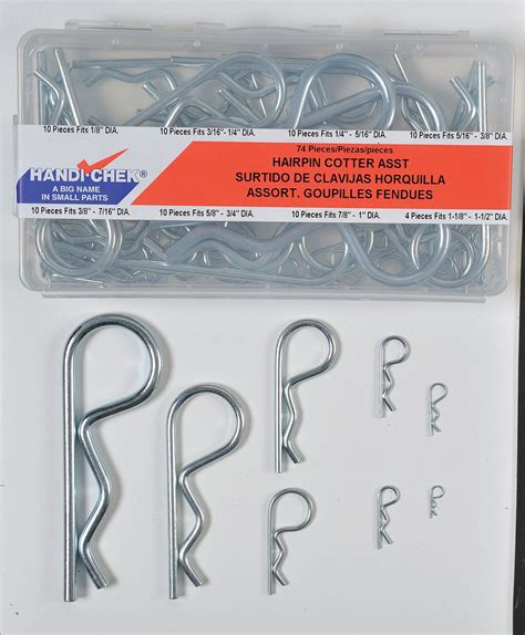 itw bee leitzke spring wire cotter pin assortment sizes  zinc
