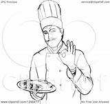Chef Enchiladas Holding Plate Male Illustration Gesturing Ok Royalty Clipart Vector Dero sketch template
