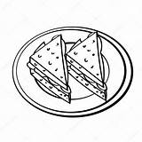 Sandwiches Sandwich Disegno Meatloaf Icona Vecteur Panino Sandwichs Plat Trait Tratteggio Semplice Panini Preparazione Insieme Rapida Alimenti Nero sketch template