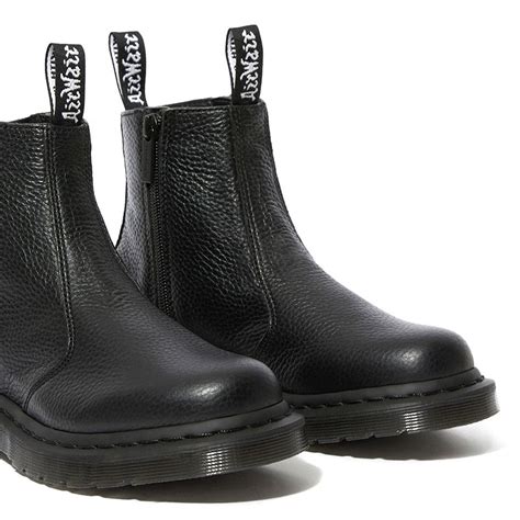 dr martens  womens leather zipper chelsea boots  black aunt sally neon