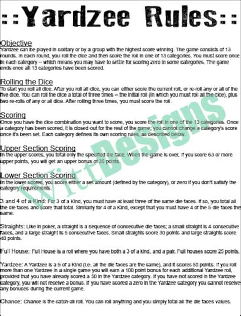 printable yahtzee rules printable templates