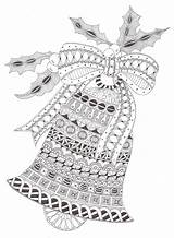 Christmas Zentangle Bell Coloring Patterns Pages Cards Salvat sketch template