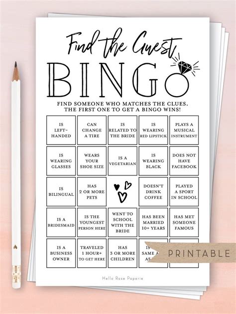 find  guest bingo virtual printable bridal shower game etsy