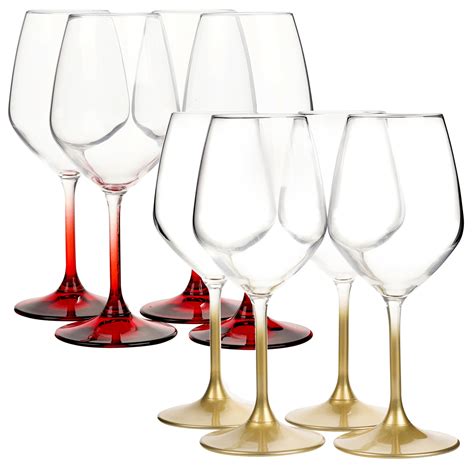 Set Of 4 Or 6 Bormioli Rocco Coloured Stem Wine Glass Dinner T Box