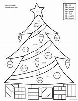 Christmas Number Color Coloring Worksheets Tree Addition Grade Math Pages Pre 2nd 3rd Printable 1st Worksheet Sheets Fun Printables Pdf sketch template