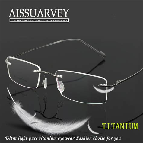 Men Glasses Frames Titanium Rimless Thin Fashion Brand