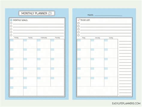 Monthly Planner Printable A5 Planner Refills Month On Two Etsy