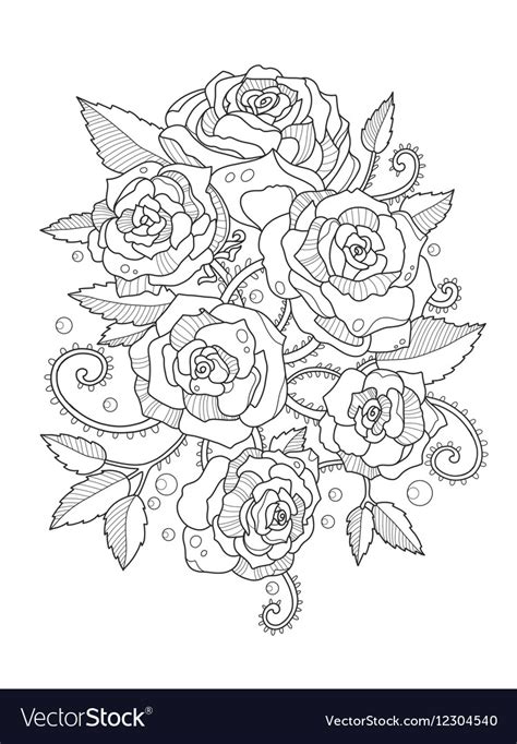 roses coloring book  adults royalty  vector image