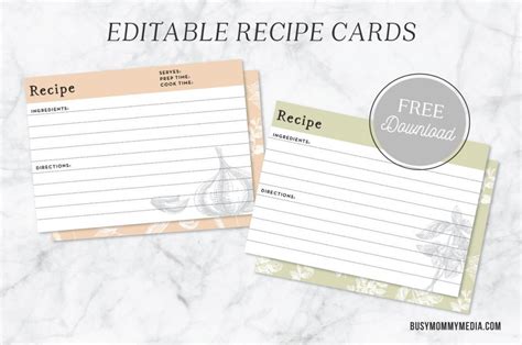 editable recipe cards